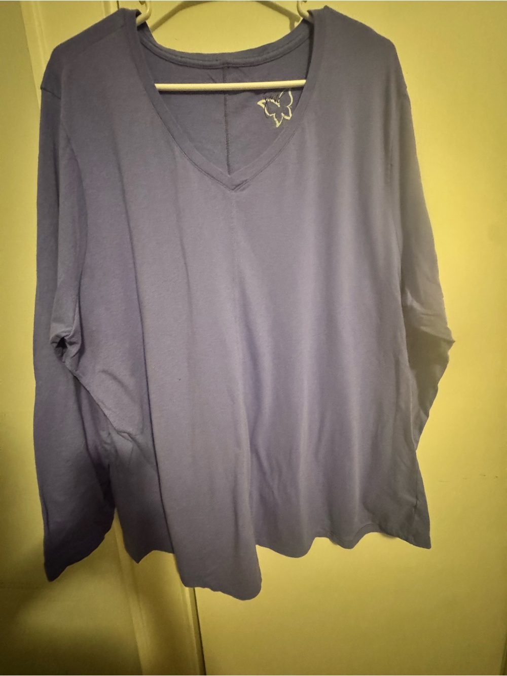 Just My Size Lavender V-Neck Long Sleeve Tee